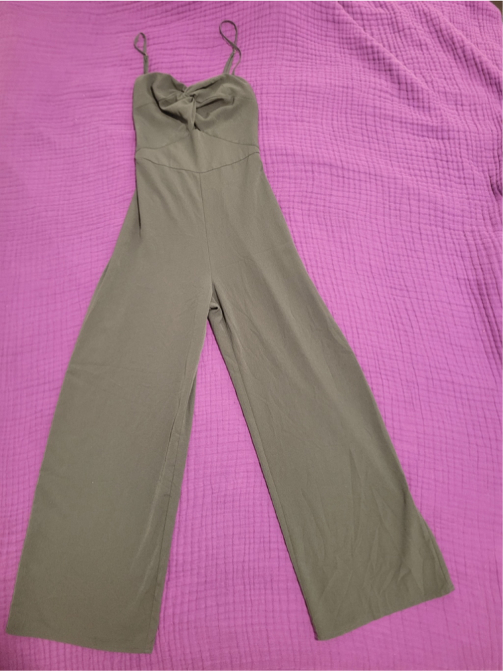 Abercrombie & Fitch XXS Olive Green Wide Leg Jumpsuit Twist Front Strappy